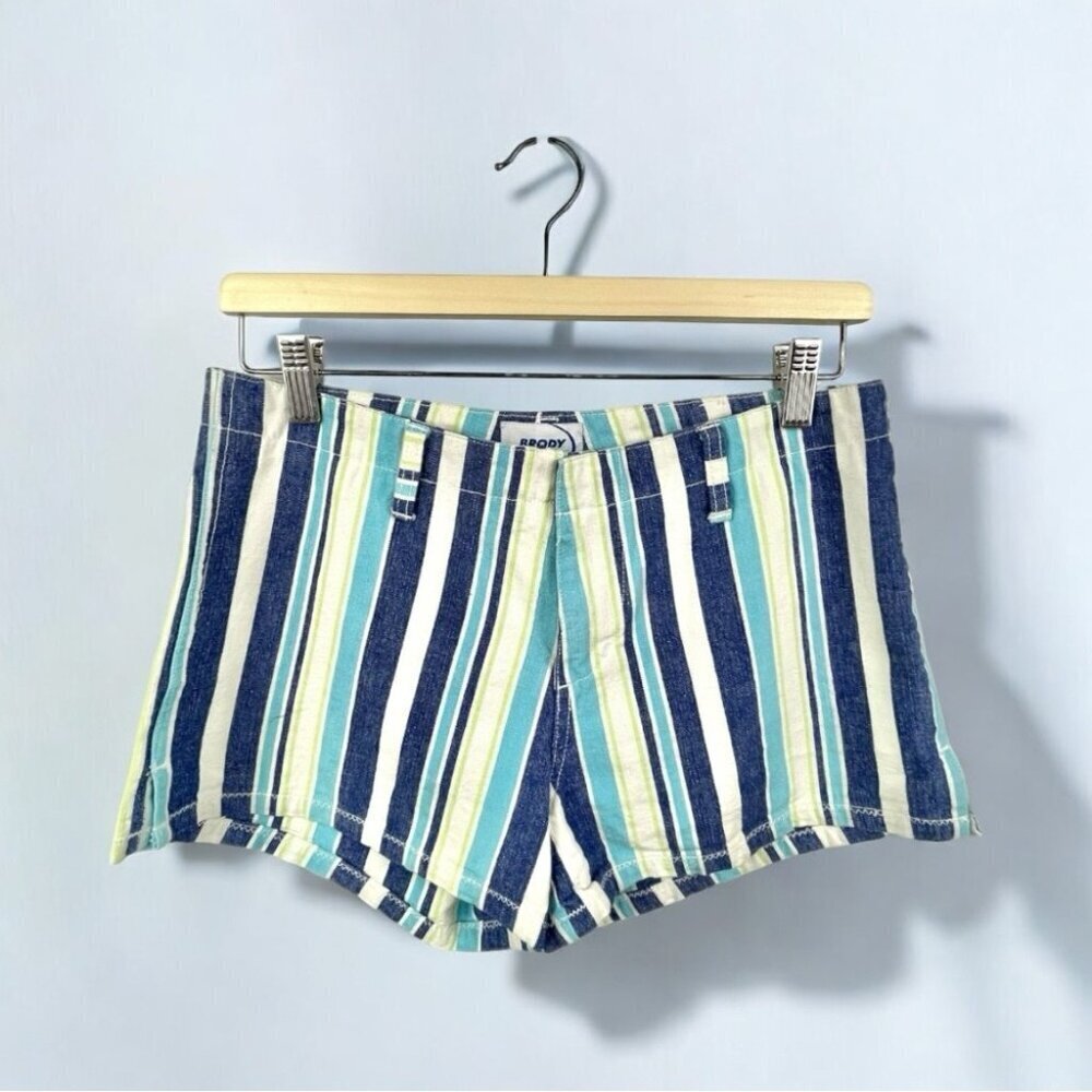 ** Vintage Y2K Brody Striped Mid Rise Cotton Jean Shorts Size 7/ S